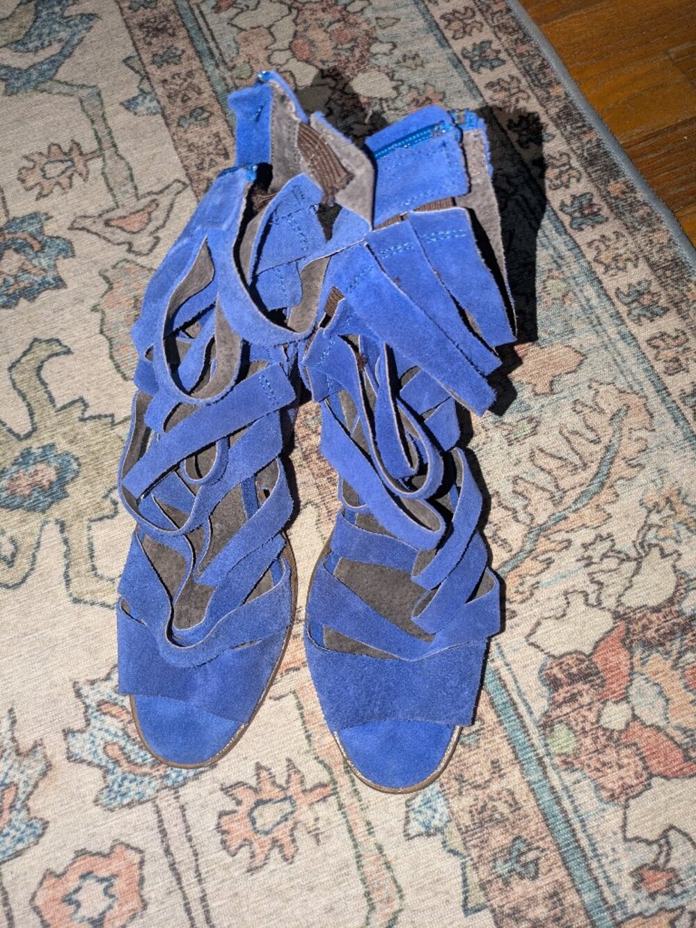 Free People Royal Blue Suede Strappy Gladiator Heels